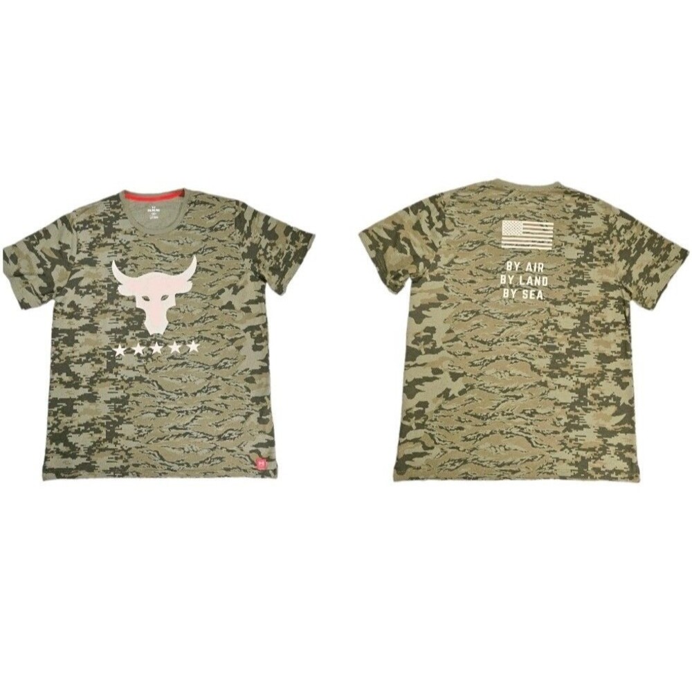 Mens Under Armour Project Rock Short Sleeve T Shirt Medium Camo Camouflage